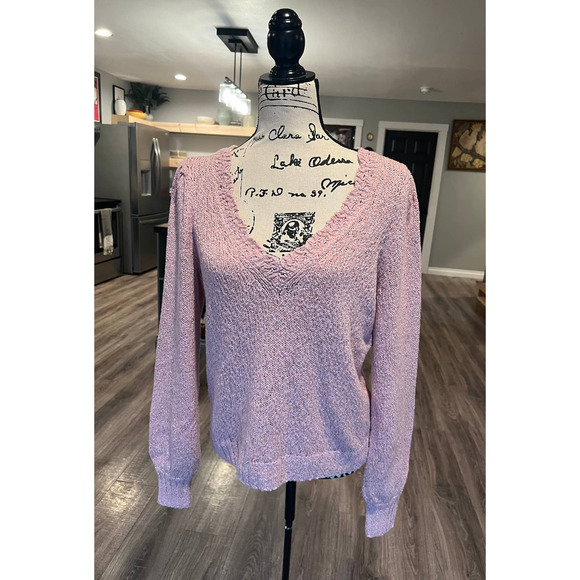 PAIGE Alicia Scalloped Neckline Sweater in Pink - Size Small - Picture 4 of 14